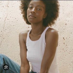 Doen Lavender Ribbed Scoop Tank Top